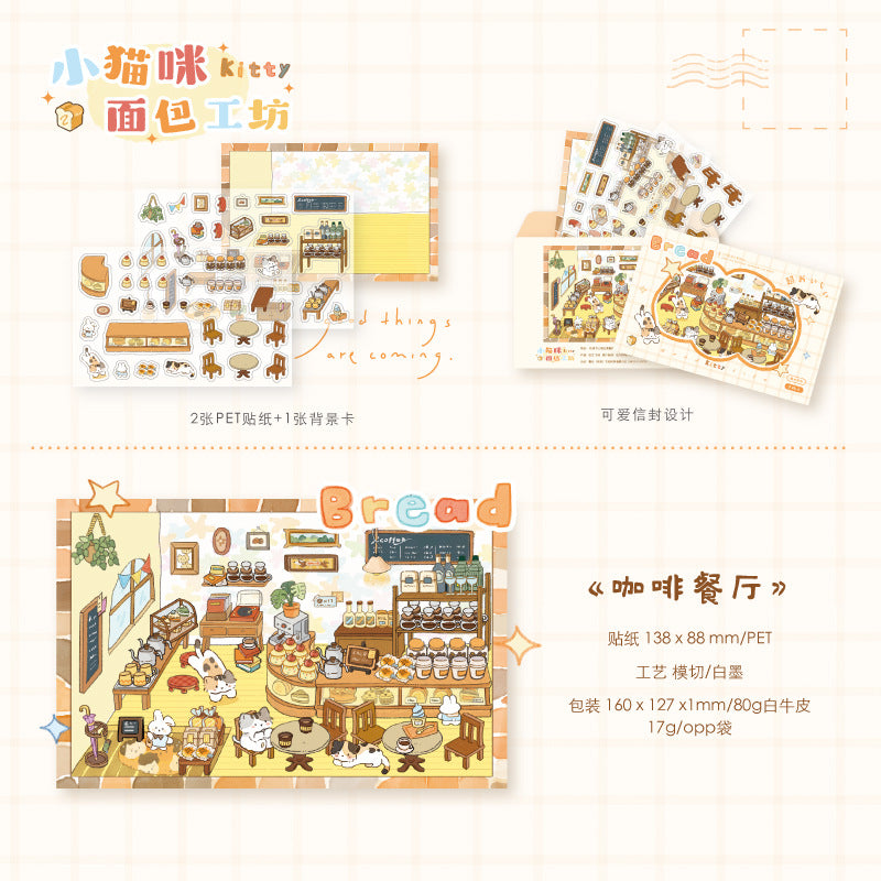 Peel & build a cozy kitty cottage! 3D Scene Stickers Miniature Scenes