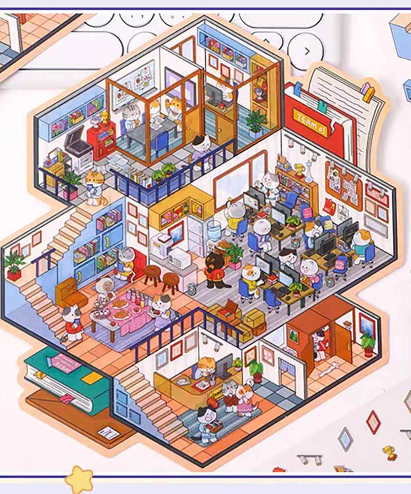 Multi-Story Villa DIY 3D Scene Stickers 2 Cute Miniature Scenes
