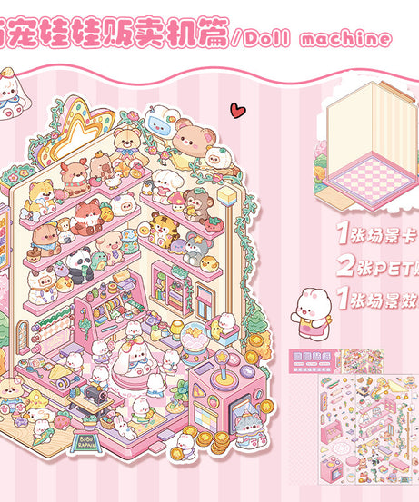 Bunny Land DIY 3D Scene Stickers 2 Cute Miniature Scenes