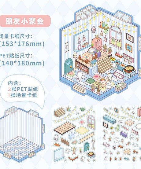 Sweet Little Escapes DIY 3D Scene Stickers 4 Cute Miniature Scenes