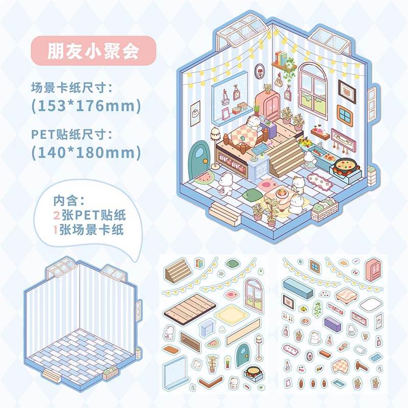 Sweet Little Escapes DIY 3D Scene Stickers 4 Cute Miniature Scenes
