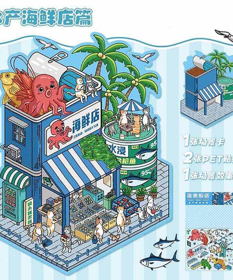 Seafood Restaurant DIY 3D Scene Stickers -  Lovely Miniature Scenes