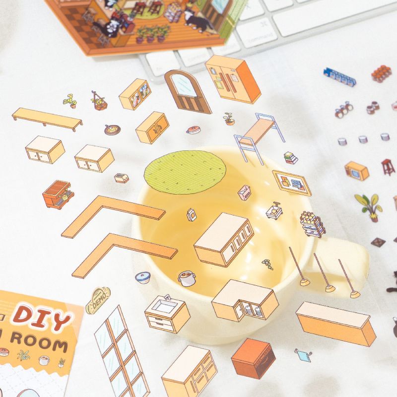 Soft and Warm Breezes DIY 3D Scene Stickers 4 Cute Miniature Scenes