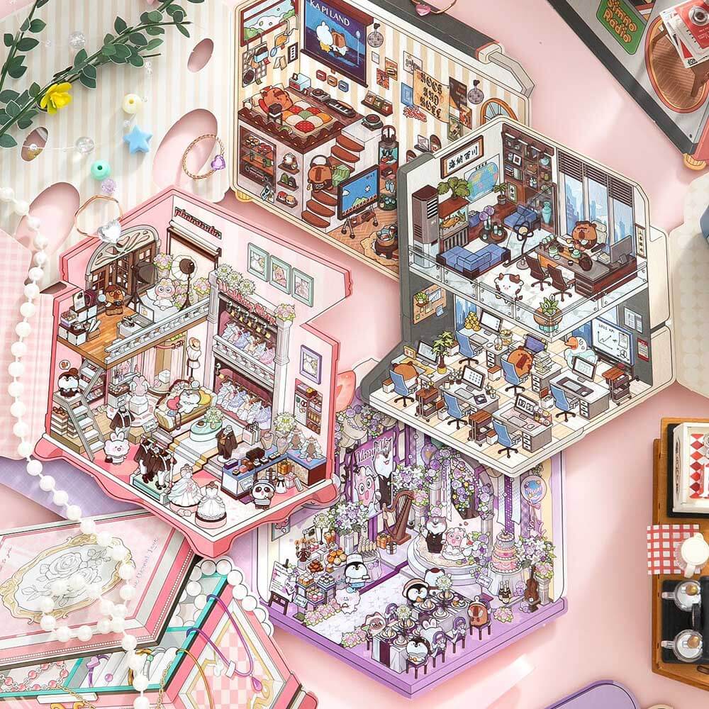 Moments & Moods DIY 3D Scene Stickers 4 Cute Miniature Scenes