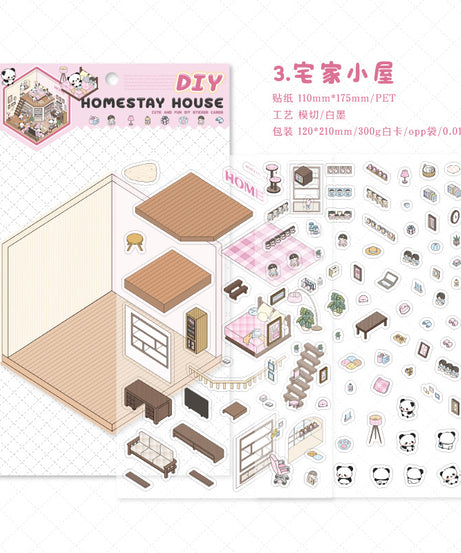 Panda Home Collection  DIY 3D Scene Stickers 4 Cute Miniature Scenes