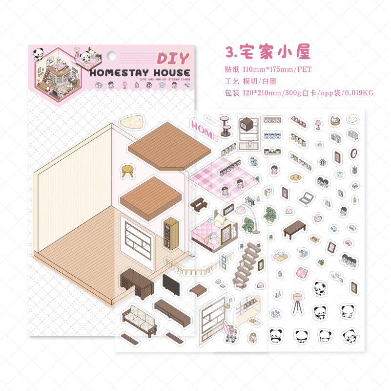 Panda Home Collection  DIY 3D Scene Stickers 4 Cute Miniature Scenes