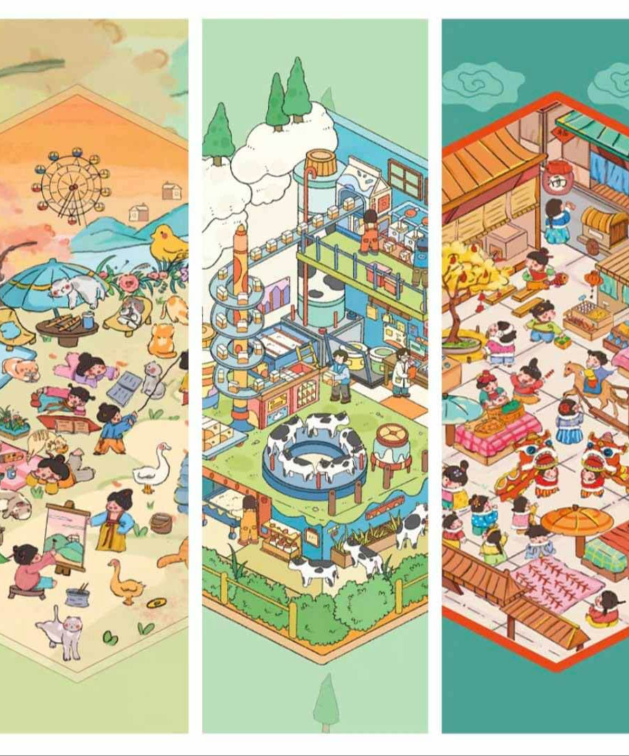 Treasure Chest Christmas & New Year Scene Sticker 6 Cute Miniature Scenes