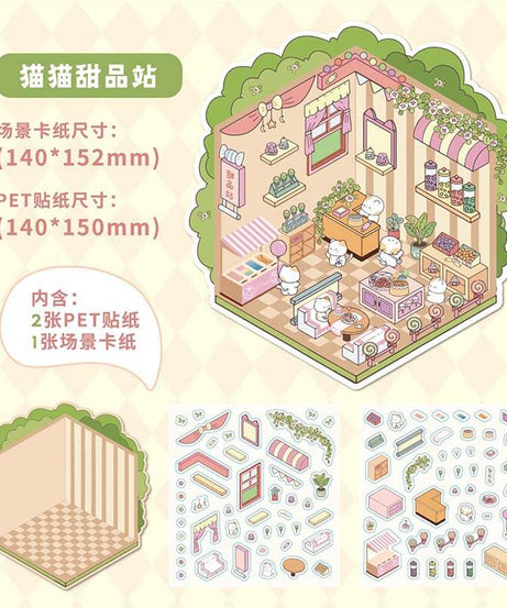 Sweet Little Escapes DIY 3D Scene Stickers 4 Cute Miniature Scenes