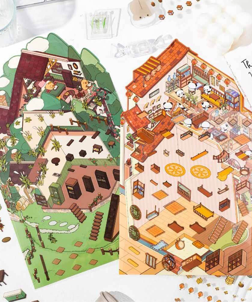 Fun House DIY 3D Scene Stickers 2 Cute Miniature Scenes