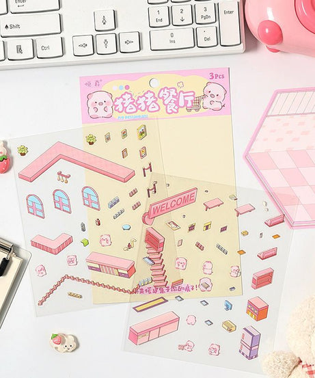 Wonderful House DIY 3D Sticker Collection - 8 Cute Miniature Scenes