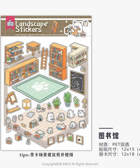 Cute Animal Home DIY 3D Scene Stickers 6 Cute Miniature Scenes