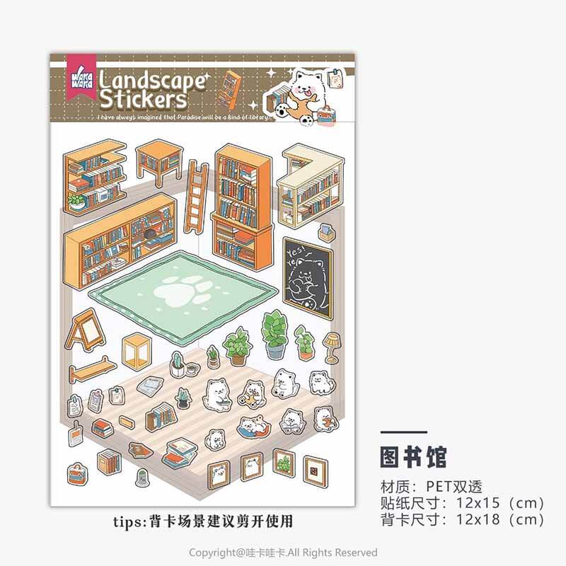 Cute Animal Home DIY 3D Scene Stickers 6 Cute Miniature Scenes