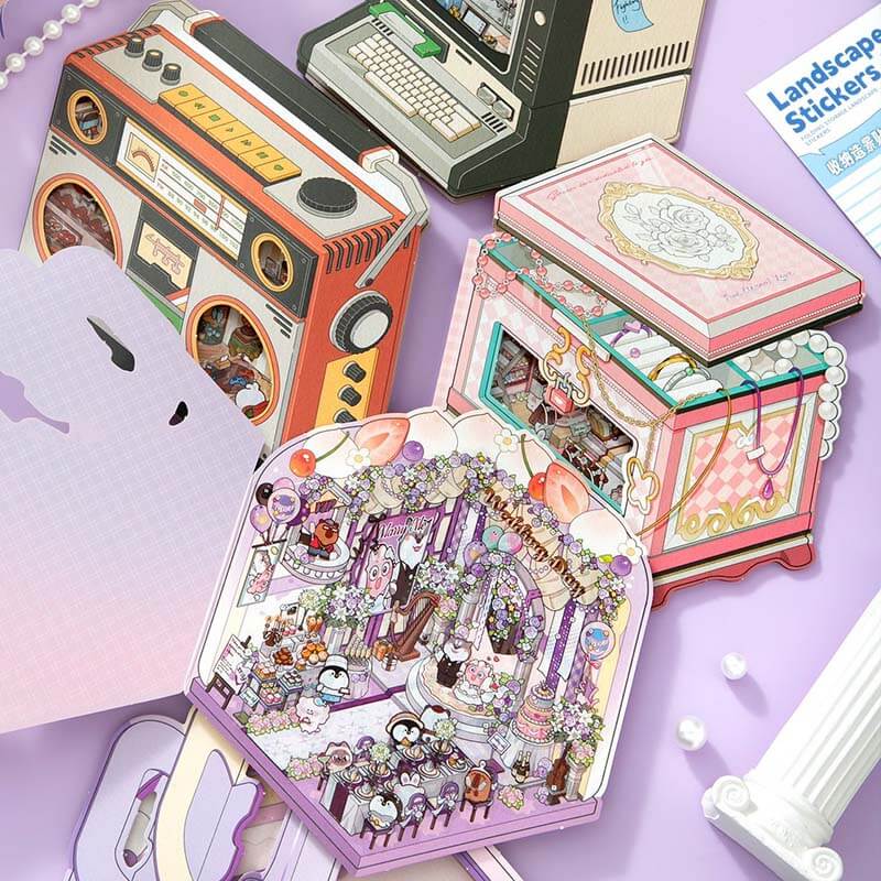 Moments & Moods DIY 3D Scene Stickers 4 Cute Miniature Scenes