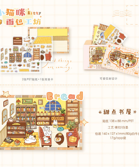 Peel & build a cozy kitty cottage! 3D Scene Stickers Miniature Scenes