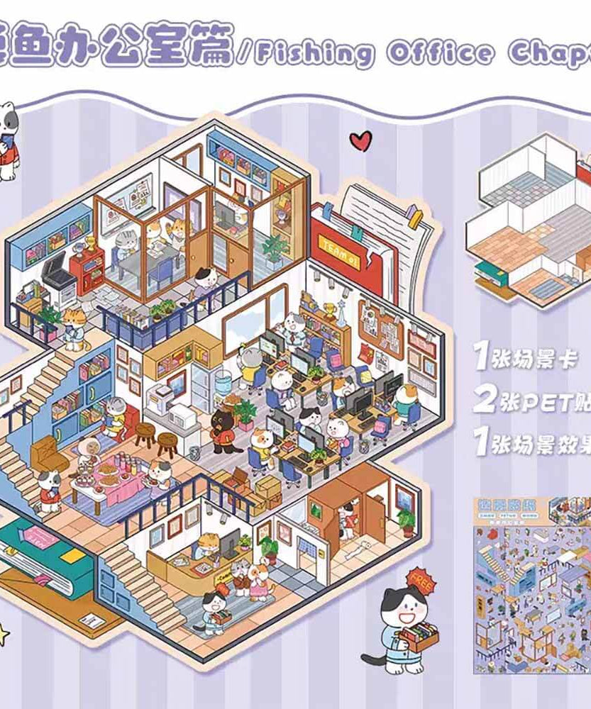 Multi-Story Villa DIY 3D Scene Stickers 2 Cute Miniature Scenes