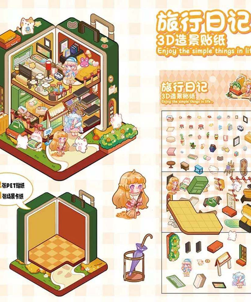 Sweetheart Home Collection DIY 3D Scene Stickers - 4 Cute Miniature Scenes