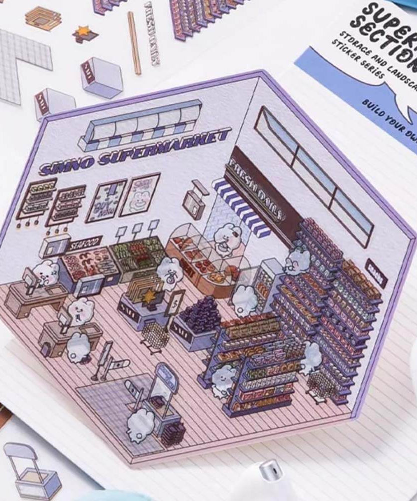 Animal Small Business DIY 3D Scene Stickers 4 Cute Miniature Scenes