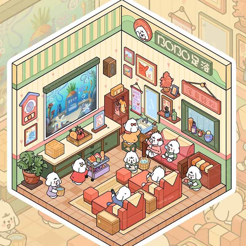 Bobo Puppy Hopscotch Book DIY 3D Scene Stickers Adorable Miniature Scenes