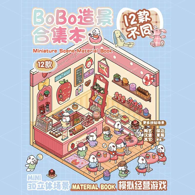 Bobo Puppy Hopscotch Book DIY 3D Scene Stickers Adorable Miniature Scenes