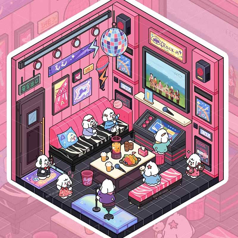 Bobo Puppy Hopscotch Book DIY 3D Scene Stickers Adorable Miniature Scenes