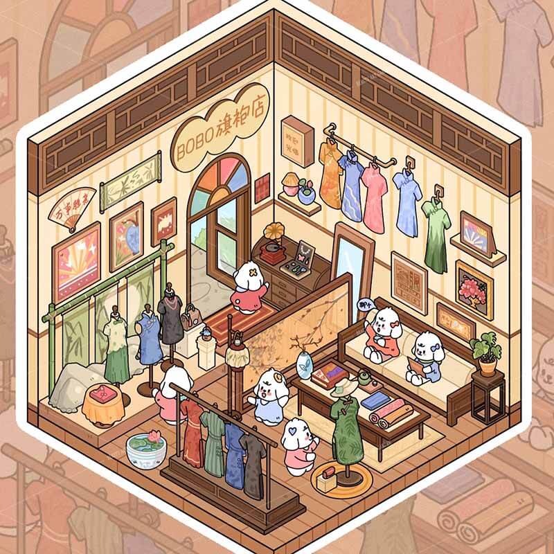 Bobo Puppy Hopscotch Book DIY 3D Scene Stickers Adorable Miniature Scenes