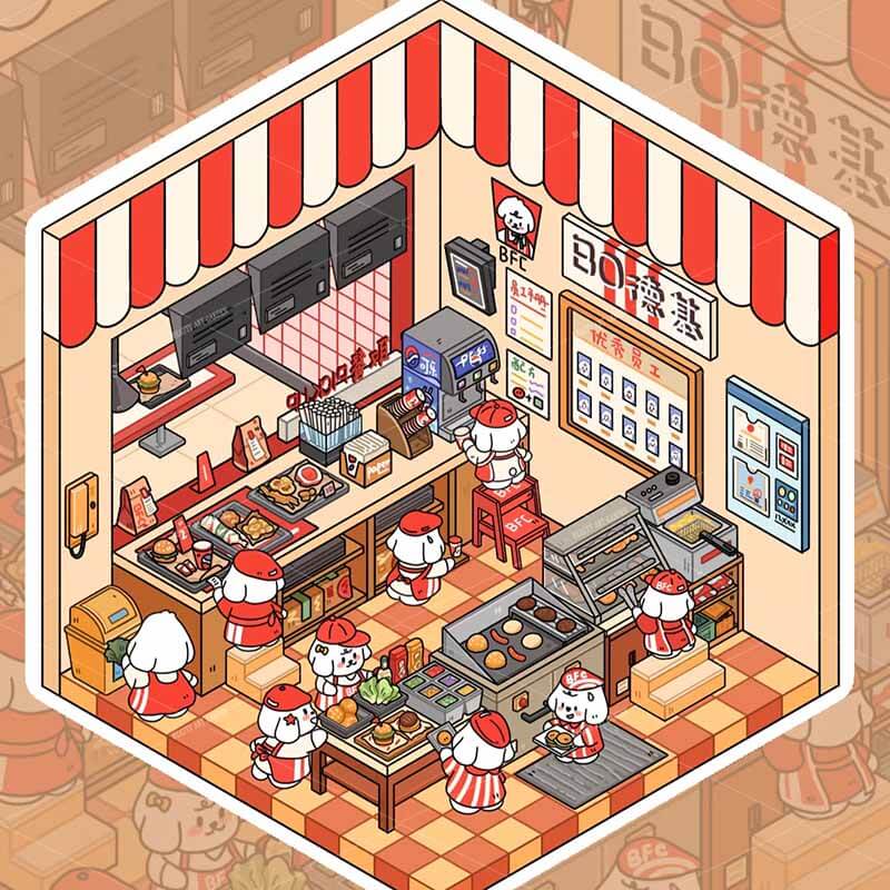 Bobo Puppy Hopscotch Book DIY 3D Scene Stickers Adorable Miniature Scenes