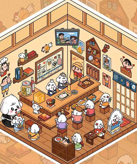 Bobo Puppy Hopscotch Book DIY 3D Scene Stickers Adorable Miniature Scenes