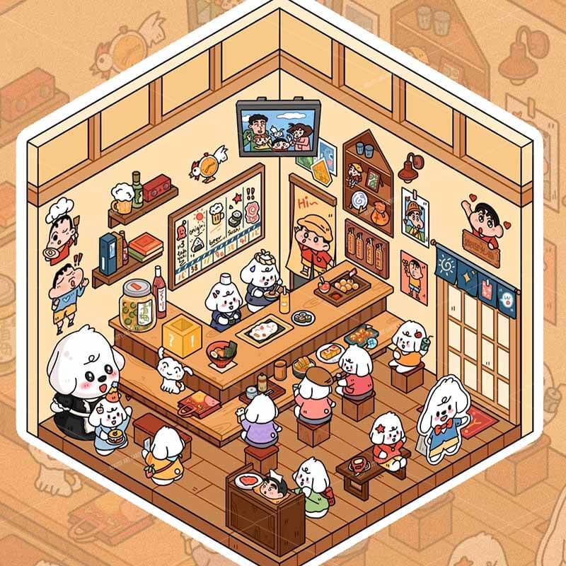 Bobo Puppy Hopscotch Book DIY 3D Scene Stickers Adorable Miniature Scenes