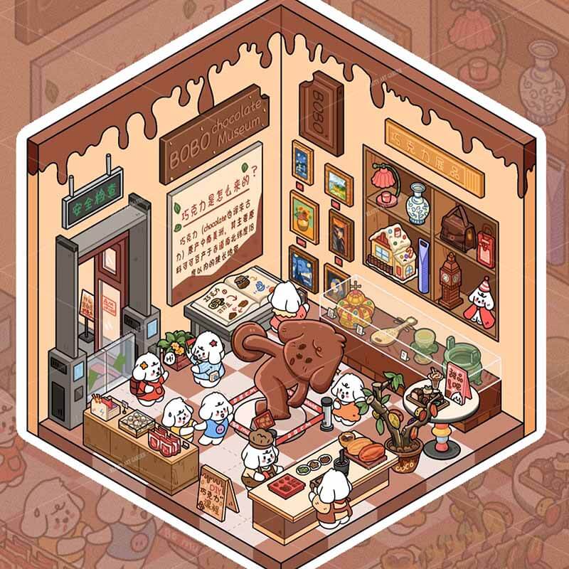 Bobo Puppy Hopscotch Book DIY 3D Scene Stickers Adorable Miniature Scenes