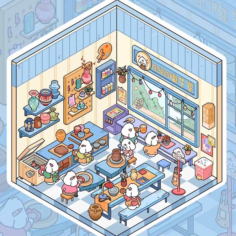 Bobo Puppy Hopscotch Book DIY 3D Scene Stickers Adorable Miniature Scenes