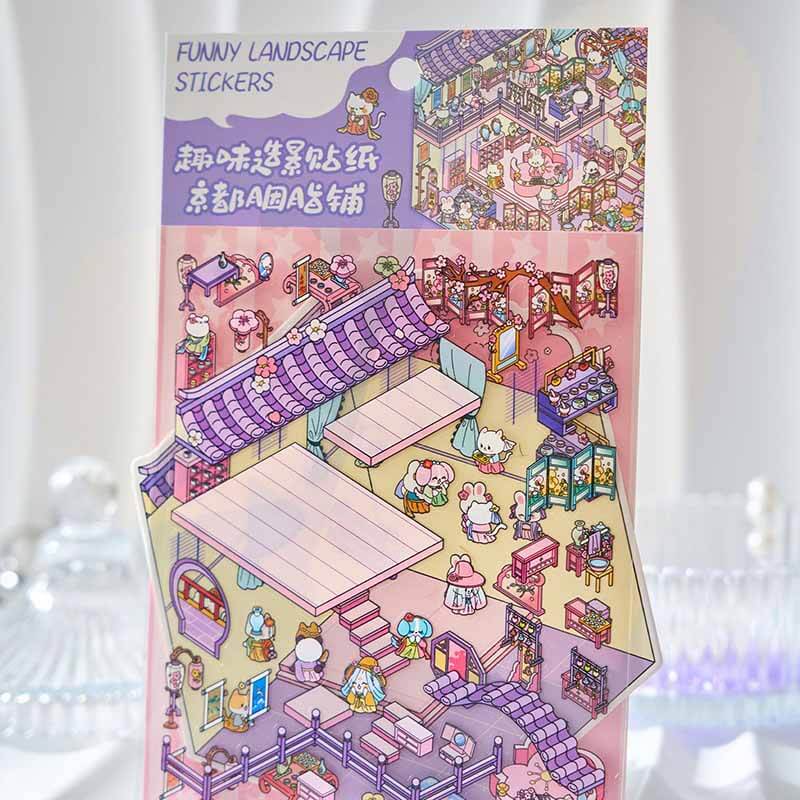 Character Towns DIY 3D Scene Stickers 4 Cute Miniature Scenes