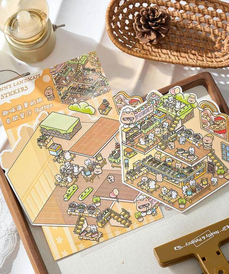 Character Towns DIY 3D Scene Stickers 4 Cute Miniature Scenes