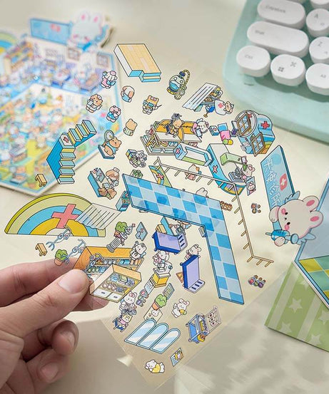 Character Towns DIY 3D Scene Stickers 4 Cute Miniature Scenes