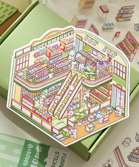 Character Towns DIY 3D Scene Stickers 4 Cute Miniature Scenes