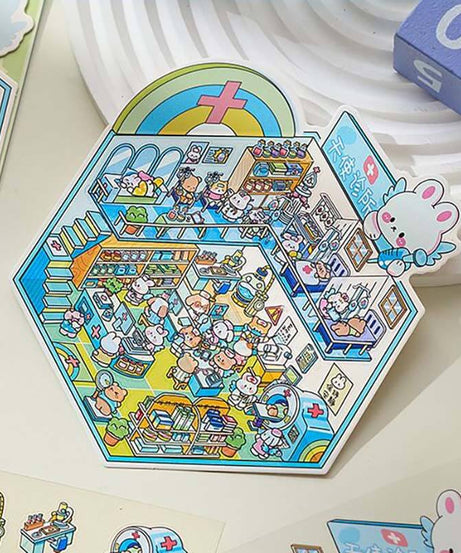 Character Towns DIY 3D Scene Stickers 4 Cute Miniature Scenes