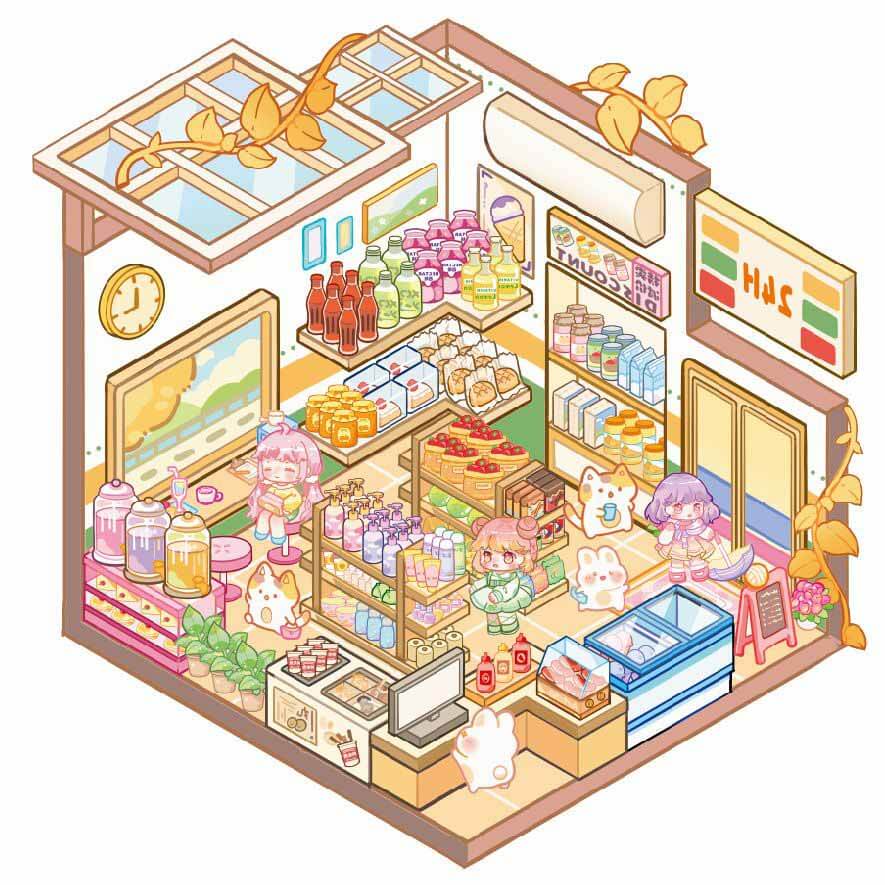 Charm Bazaar DIY 3D Scene Sticker 4 Cute Miniature Scenes