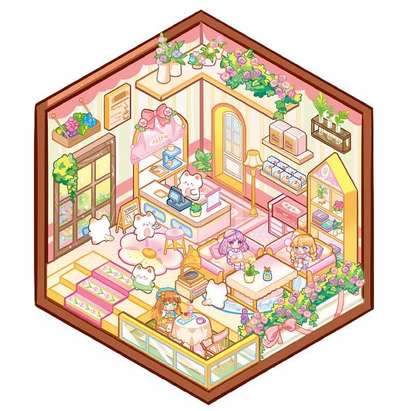 Charm Bazaar DIY 3D Scene Sticker 4 Cute Miniature Scenes