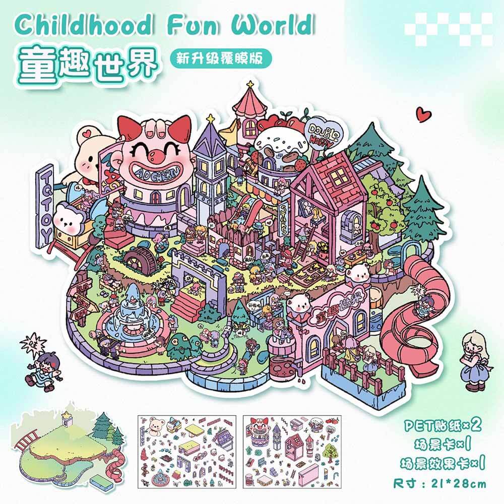 Children's World DIY 3D Scene Stickers 2 Cute Miniature Scenes