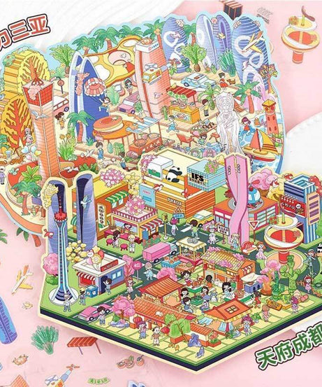 Cityscape of China 2.0 DIY 3D Scene Stickers 4 Cute Miniature Scenes