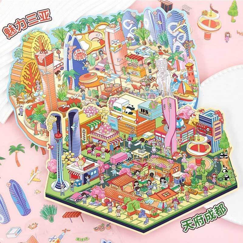 Cityscape of China 2.0 DIY 3D Scene Stickers 4 Cute Miniature Scenes