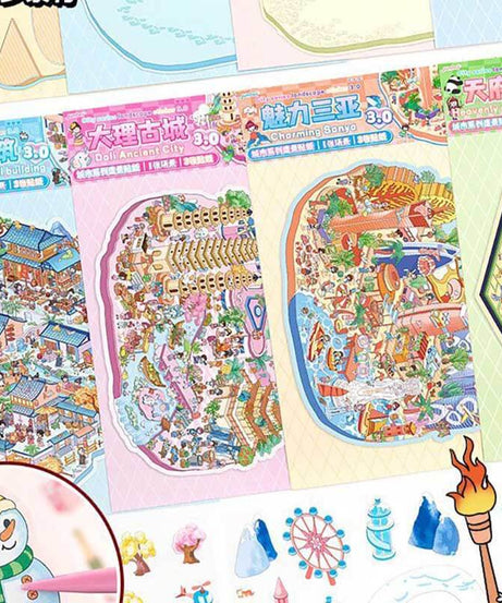 Cityscape of China 2.0 DIY 3D Scene Stickers 4 Cute Miniature Scenes