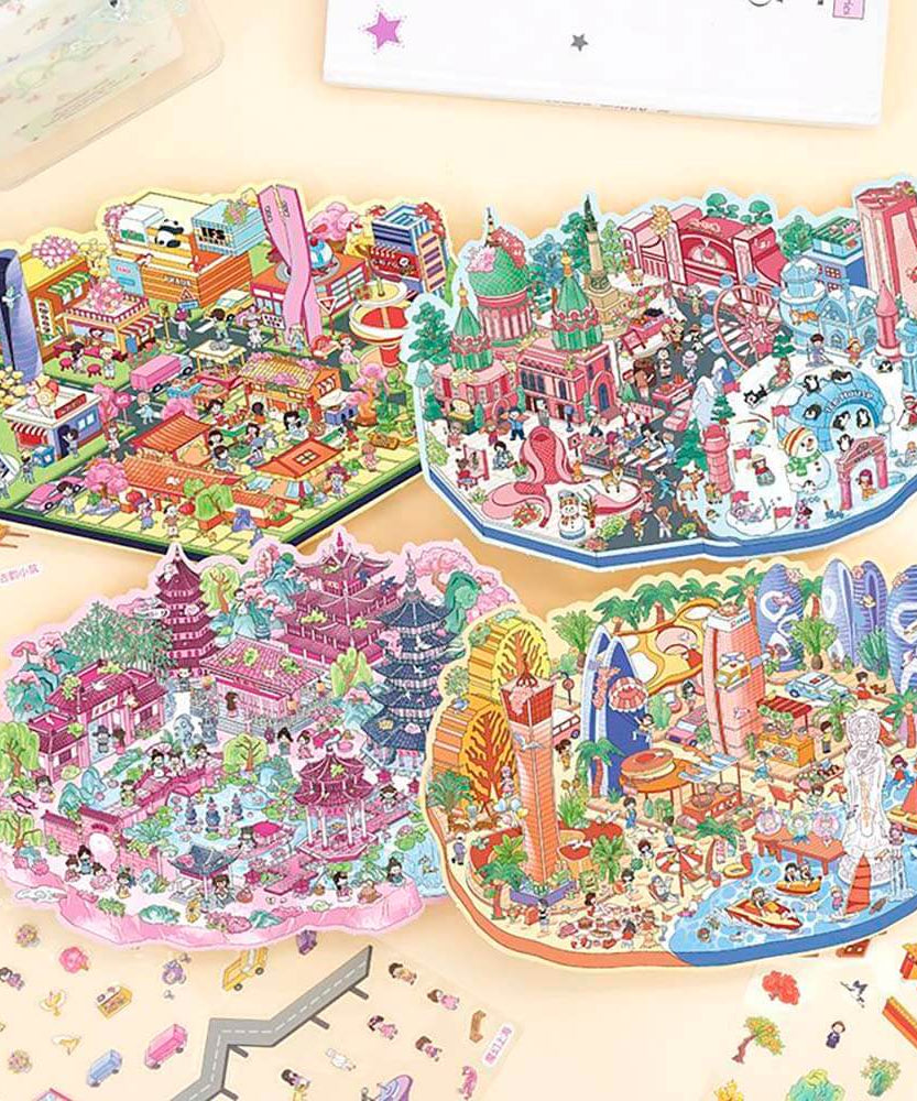 Cityscape of China 2.0 DIY 3D Scene Stickers 4 Cute Miniature Scenes