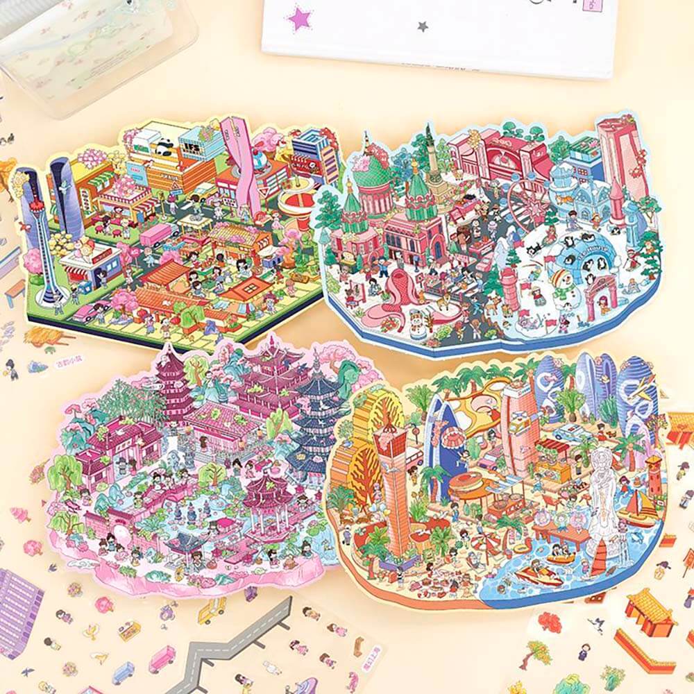 Cityscape of China 2.0 DIY 3D Scene Stickers 4 Cute Miniature Scenes