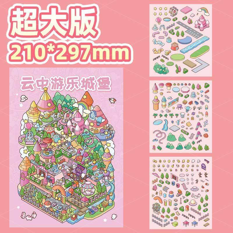 Cloudie Carnival DIY 3D Scene Stickers 3 Cute Miniature Scenes