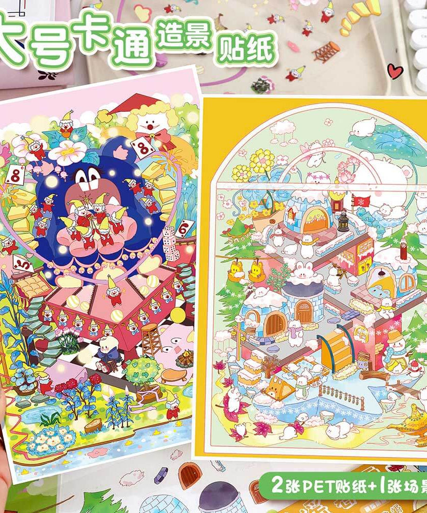 Cosy Dreamscapes DIY 3D Scene Stickers 2 Cute Miniature Scenes