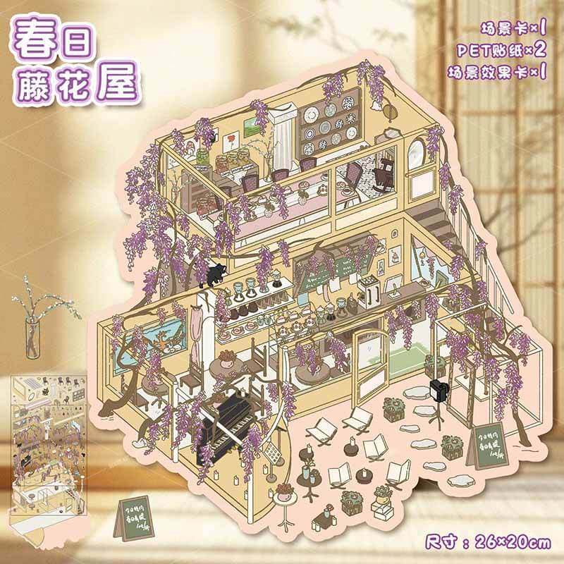 Cottage Whimsy DIY 3D Scene Stickers 2 Cute Miniature Scenes