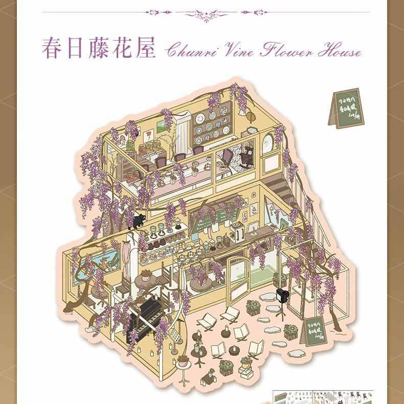 Cottage Whimsy DIY 3D Scene Stickers 2 Cute Miniature Scenes