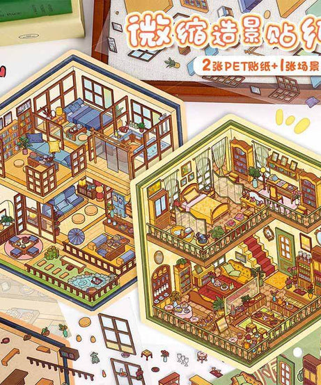 Cottages of Calm DIY 3D Scene Stickers 2 Cute Miniature Scenes