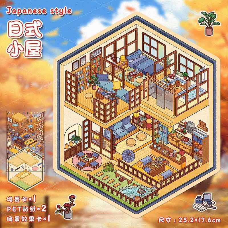 Cottages of Calm DIY 3D Scene Stickers 2 Cute Miniature Scenes