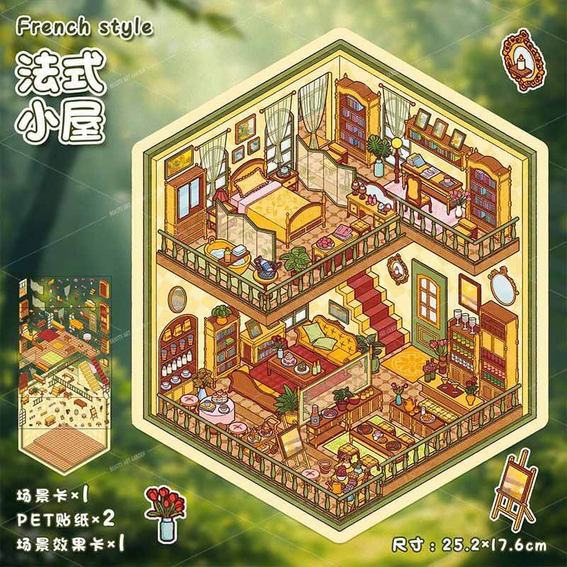 Cottages of Calm DIY 3D Scene Stickers 2 Cute Miniature Scenes